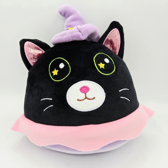 Black Cat Witch Plush Pillow Halloween Decor Stuffed Animal Kitten Toy - Picture 1 of 4